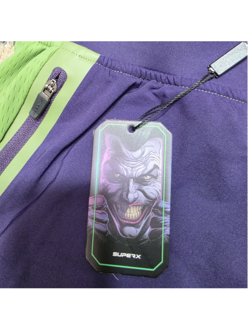 DC Comics Joker SuperX Performance Shorts Lined Purple Green XL NWT Gym